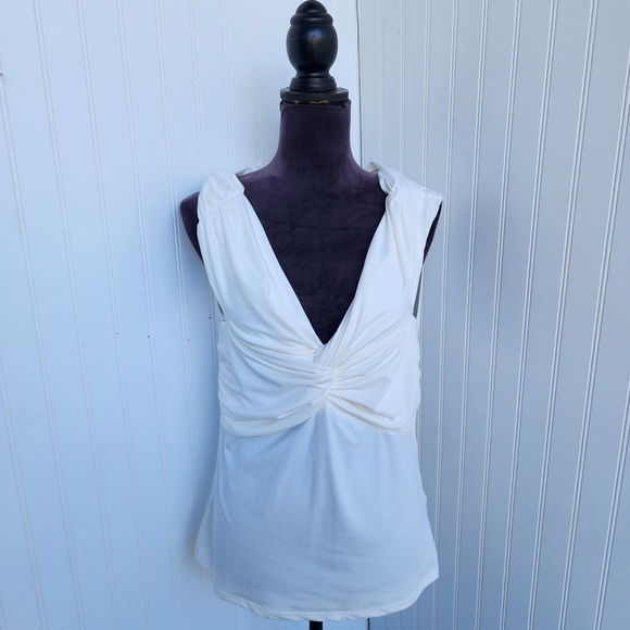 H&M Tops - H&M Top Women's  Blouse Stretch White Sleeveless V Neck Business Ivory Cream L